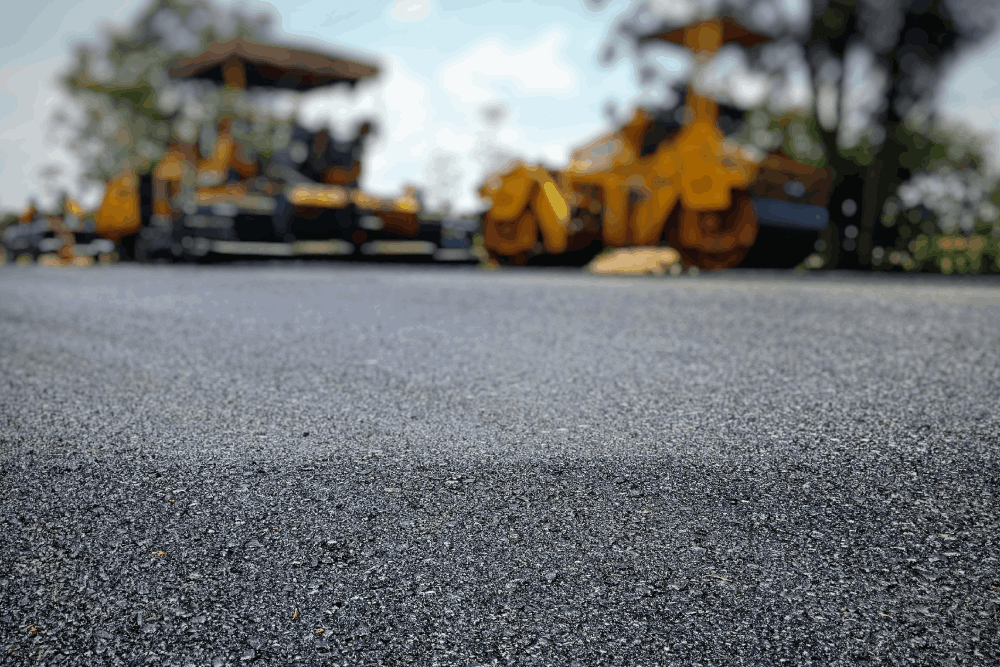 Asphalt road construction, blurred images